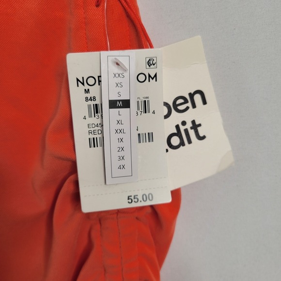 Open Edit Nordstrom Orange Red Mandarin Ruched Drawstring Skirt Med Adjustable - Picture 3 of 12